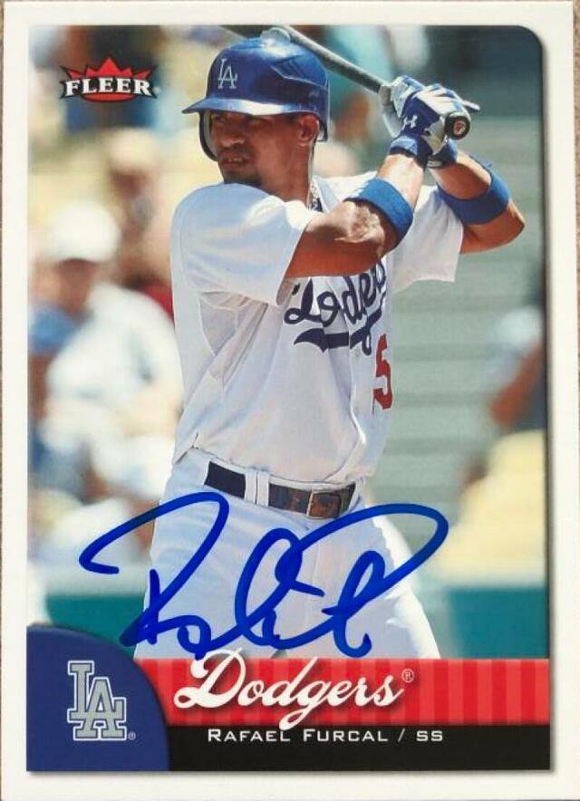 Rafael Furcal Signed 2007 Fleer Baseball Card - Los Angeles Dodgers - PastPros