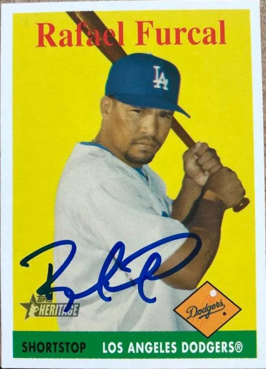 Rafael Furcal Signed 2007 Topps Heritage Baseball Card - Los Angeles Dodgers