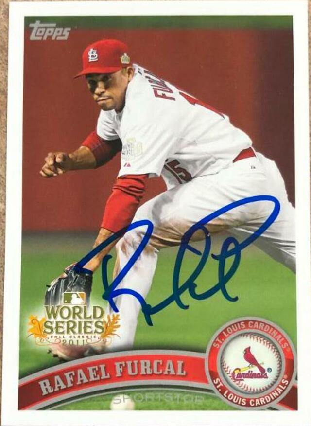 Rafael Furcal Signed 2011 Topps World Series Champs Baseball Card - St Louis Cardinals - PastPros