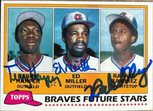 Rafael Ramirez, Ed Miller & Terry Harper Multi Signed 1981 Topps Baseball Card - Atlanta Braves - PastPros
