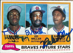 Rafael Ramirez, Ed Miller & Terry Harper Multi Signed 1981 Topps Baseball Card - Atlanta Braves