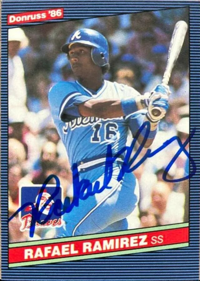 Rafael Ramirez Signed 1986 Donruss Baseball Card - Atlanta Braves