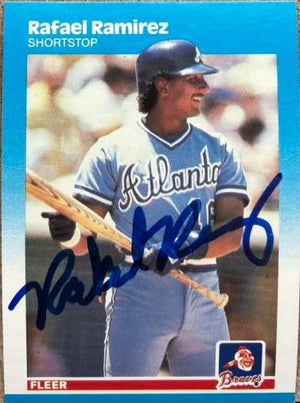 Rafael Ramirez Signed 1987 Fleer Baseball Card - Atlanta Braves