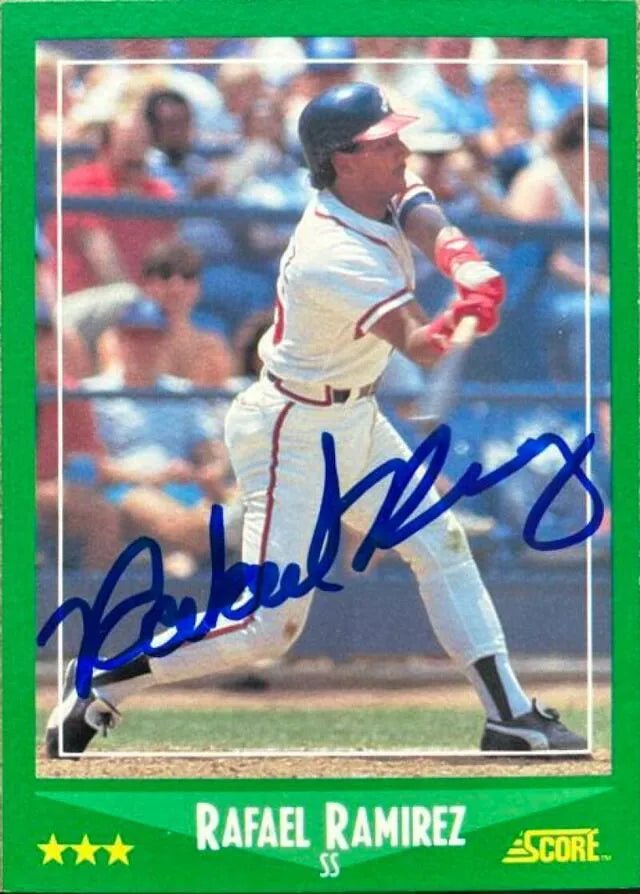 Rafael Ramirez Signed 1988 Score Baseball Card - Atlanta Braves