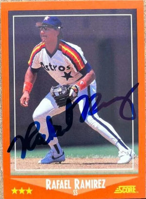 Rafael Ramirez Signed 1988 Score Rookie/Traded Baseball Card - Houston Astros
