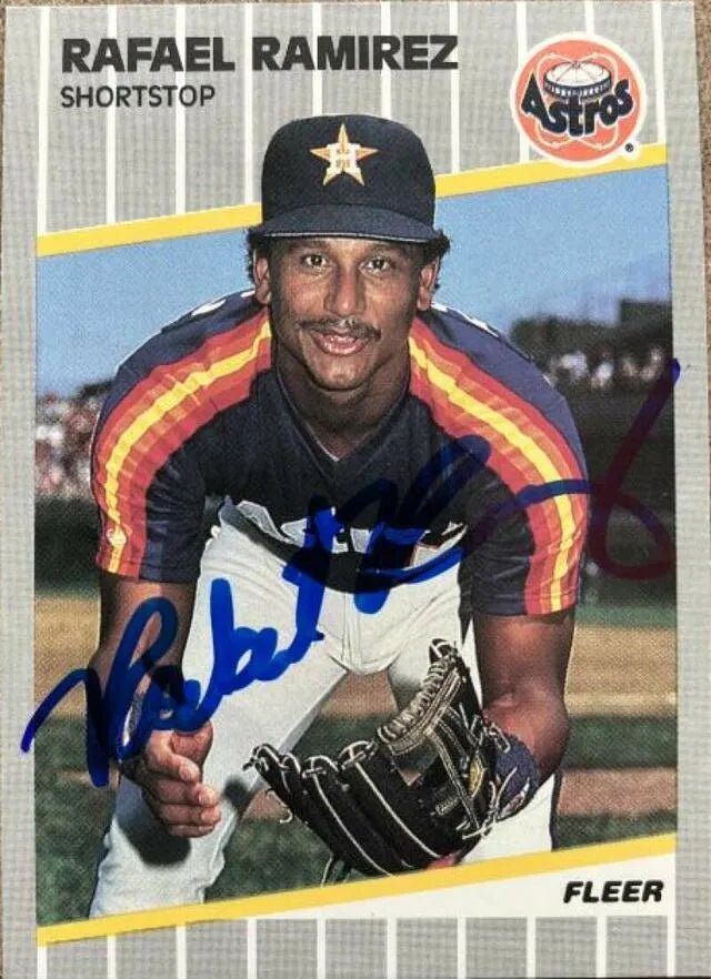 Rafael Ramirez Signed 1989 Fleer Baseball Card - Houston Astros