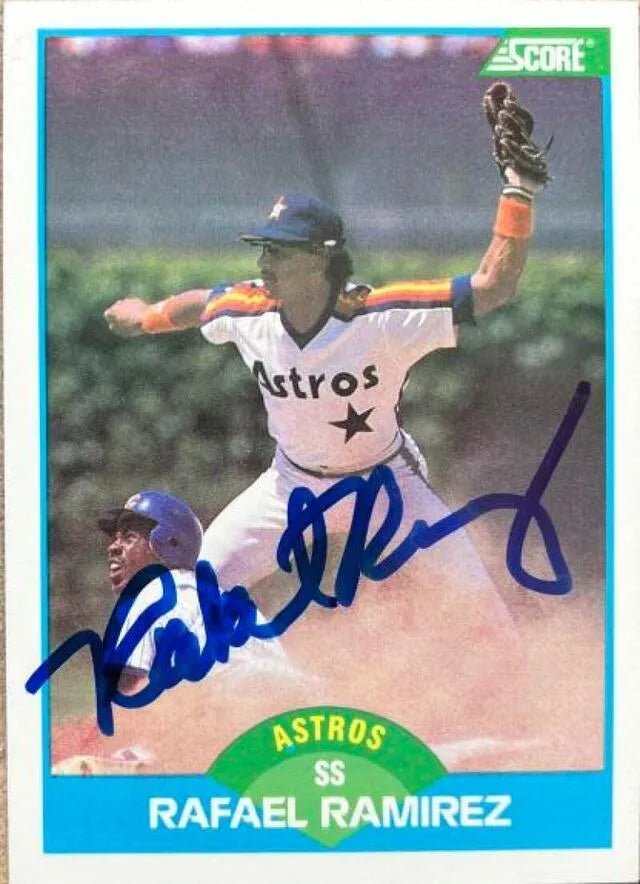 Rafael Ramirez Signed 1989 Score Baseball Card - Houston Astros