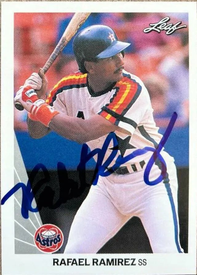 Rafael Ramirez Signed 1990 Leaf Baseball Card - Houston Astros