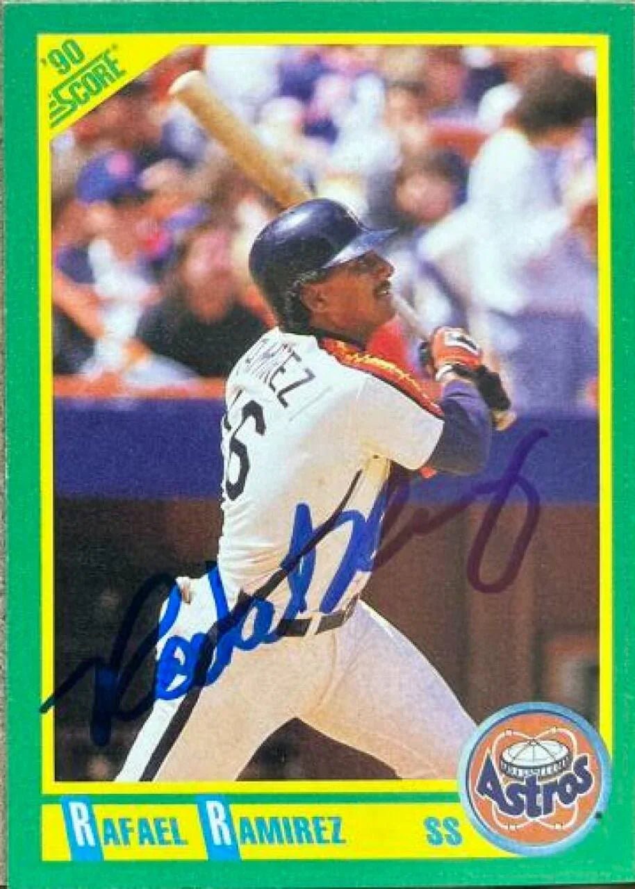 Rafael Ramirez Signed 1990 Score Baseball Card - Houston Astros