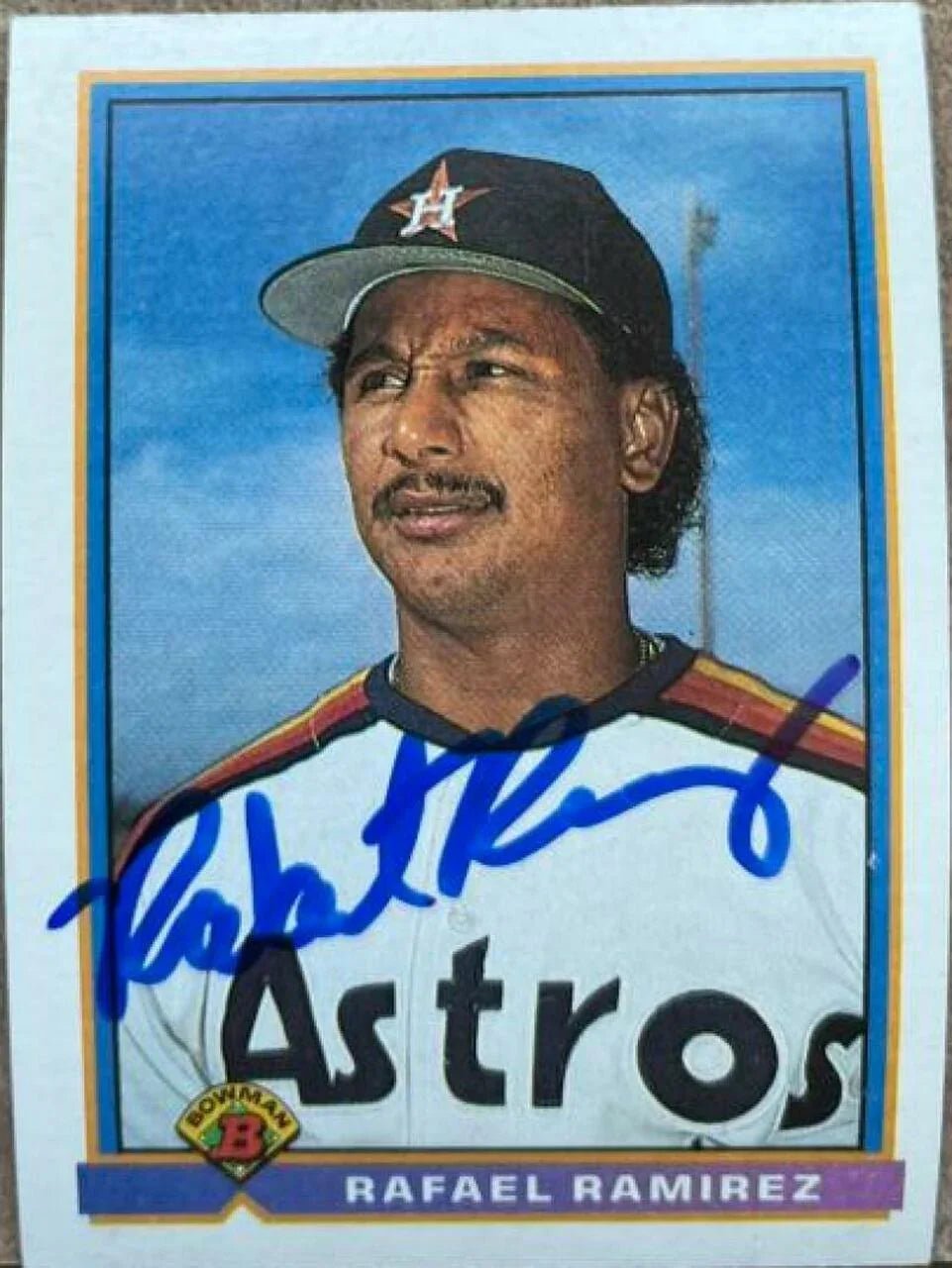Rafael Ramirez Signed 1991 Bowman Baseball Card - Houston Astros