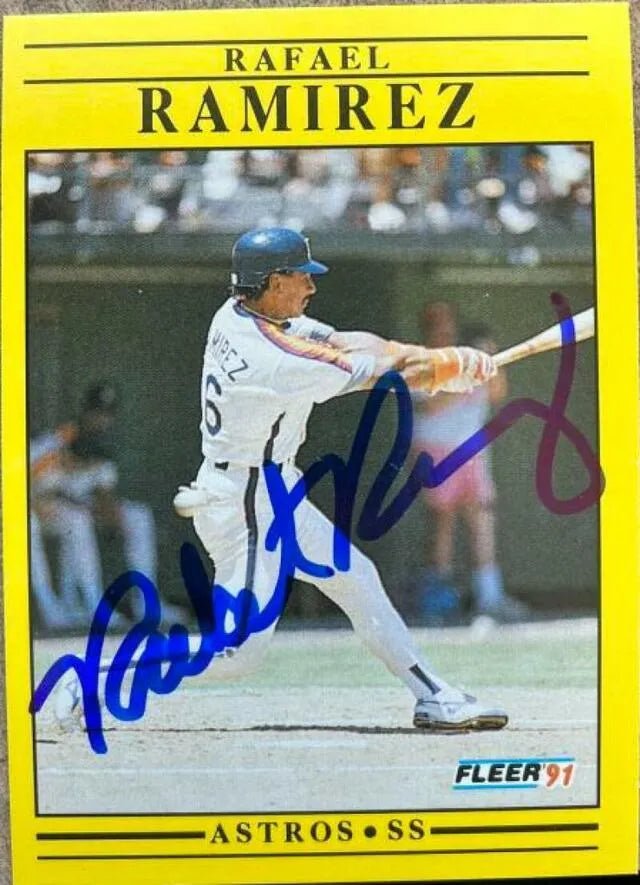 Rafael Ramirez Signed 1991 Fleer Baseball Card - Houston Astros