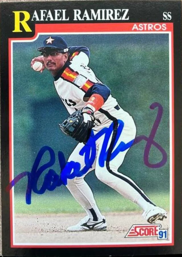 Rafael Ramirez Signed 1991 Score Baseball Card - Houston Astros