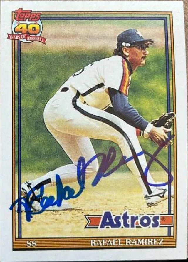 Rafael Ramirez Signed 1991 Topps Baseball Card - Houston Astros