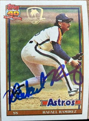 Rafael Ramirez Signed 1991 Topps Desert Shield Baseball Card - Houston Astros