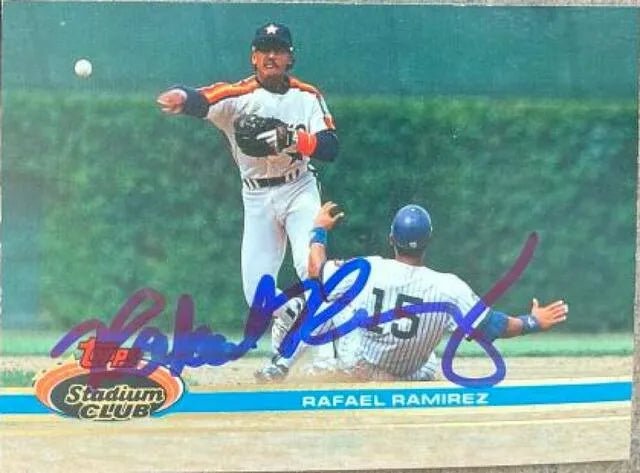 Rafael Ramirez Signed 1991 Topps Stadium Club Baseball Card - Houston Astros