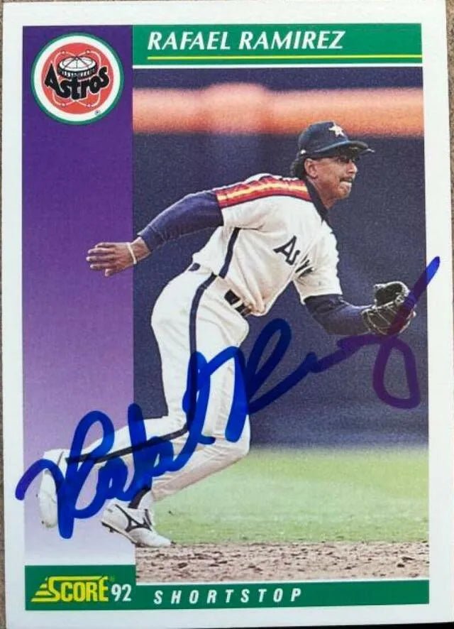 Rafael Ramirez Signed 1992 Score Baseball Card - Houston Astros
