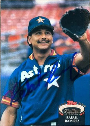 Rafael Ramirez Signed 1992 Topps Stadium Club Baseball Card - Houston Astros