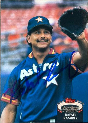 Rafael Ramirez Signed 1992 Topps Stadium Club Baseball Card - Houston Astros - PastPros