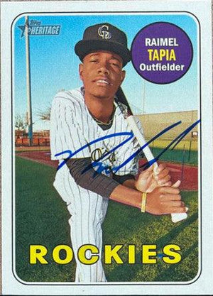 Raimel Tapia Signed 2018 Topps Heritage Baseball Card - Colorado Rockies - PastPros