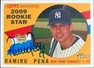 Ramiro Pena Signed 2009 Topps Heritage Baseball Card - New York Yankees