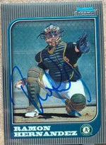 Ramon Hernandez Signed 1997 Bowman Chrome Baseball Card - Oakland A's