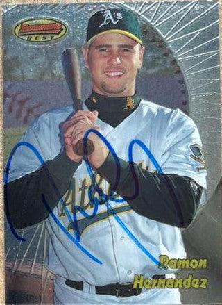 Ramon Hernandez Signed 1998 Bowman's Best Baseball Card - Oakland A's - PastPros