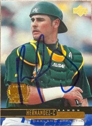 Ramon Hernandez Signed 2000 Upper Deck Baseball Card - Oakland A's
