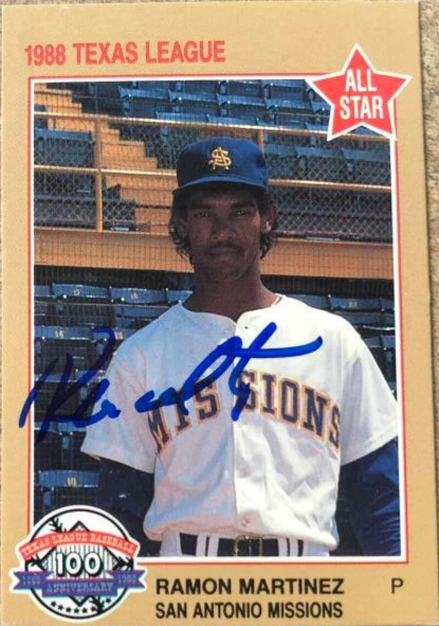 Ramon Martinez Signed 1988 Grand Salm Texas League All-Stars Baseball Card - PastPros