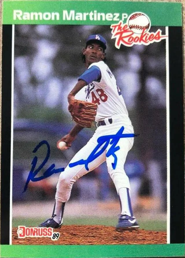 Ramon Martinez Signed 1989 Donruss Rookies Baseball Card - Los Angeles Dodgers