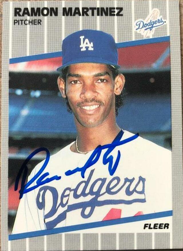 Ramon Martinez Signed 1989 Fleer Baseball Card - Los Angeles Dodgers - PastPros
