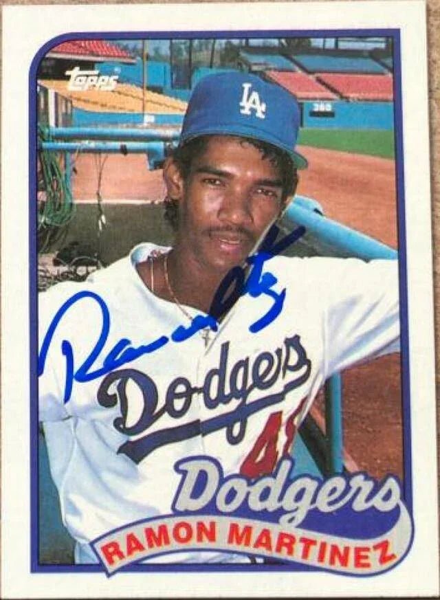 Ramon Martinez Signed 1989 Topps Baseball Card - Los Angeles Dodgers
