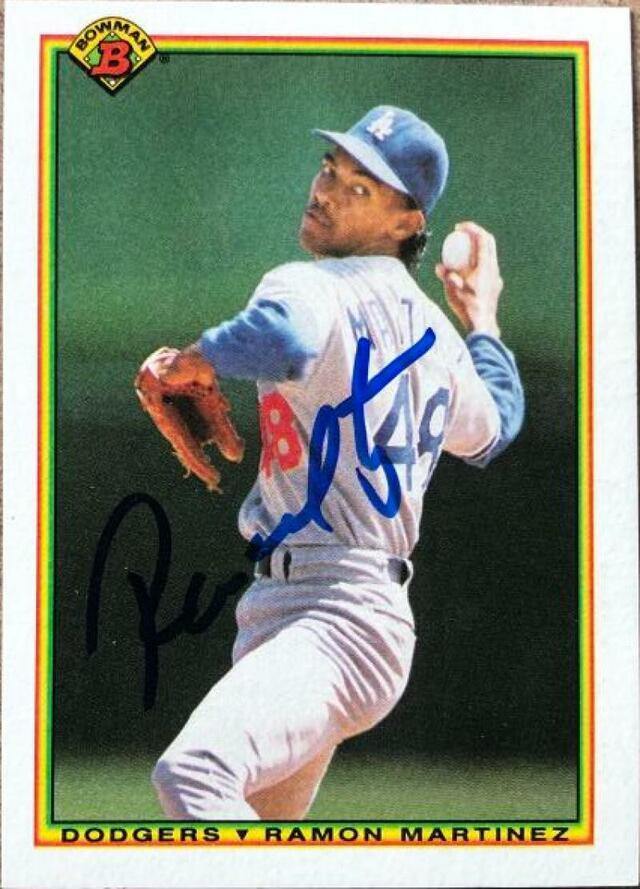 Ramon Martinez Signed 1990 Bowman Baseball Card - Los Angeles Dodgers - PastPros