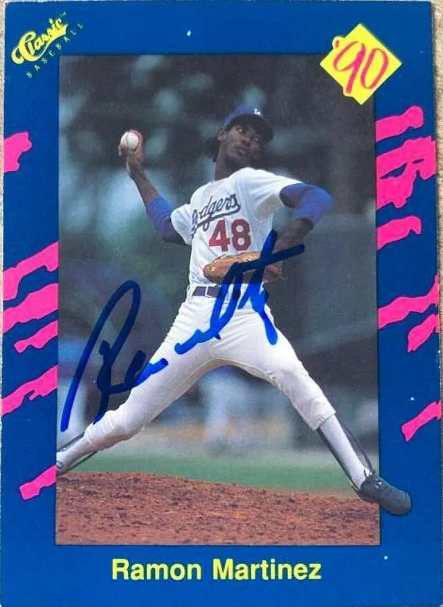 Ramon Martinez Signed 1990 Classic (Blue) Baseball Card - Los Angeles Dodgers