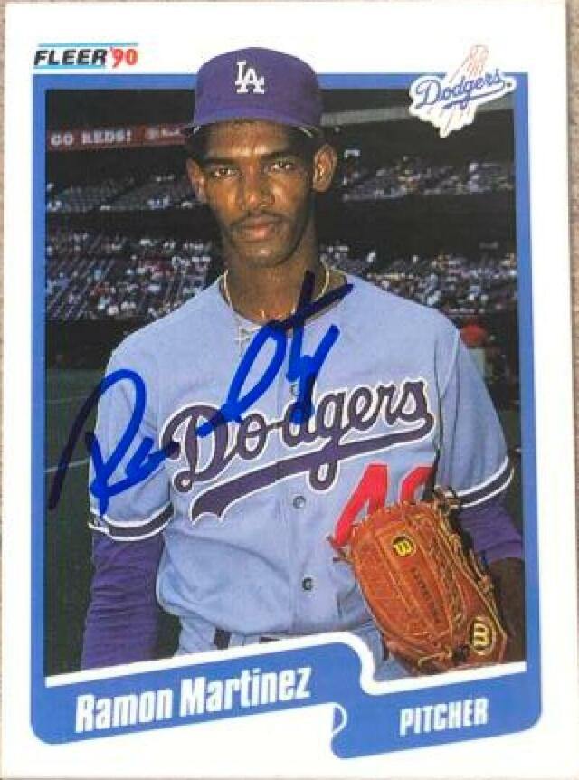 Ramon Martinez Signed 1990 Fleer Baseball Card - Los Angeles Dodgers - PastPros