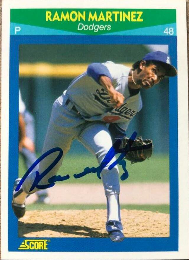 Ramon Martinez Signed 1990 Score Rising Stars Baseball Card - Los Angeles Dodgers - PastPros