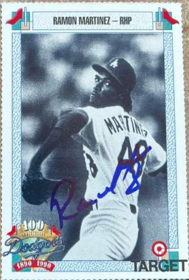 Ramon Martinez Signed 1990 Target Baseball Card - Los Angeles Dodgers