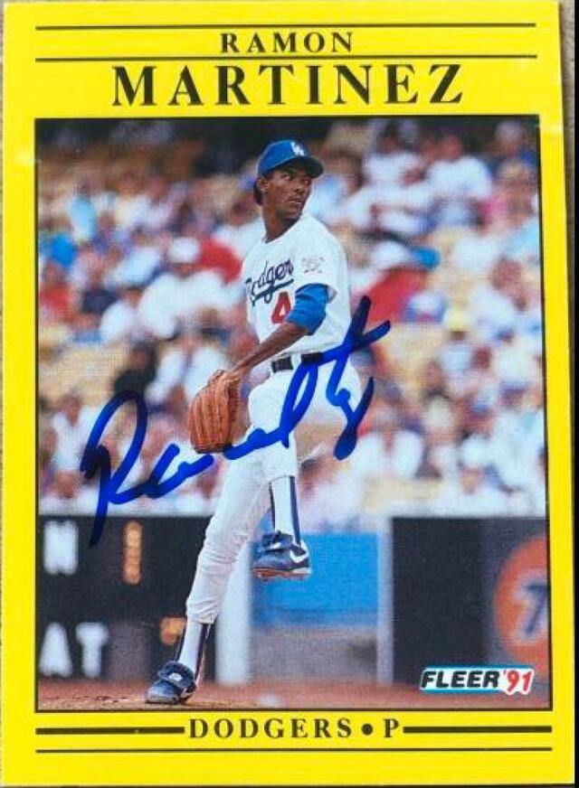 Ramon Martinez Signed 1991 Fleer Baseball Card - Los Angeles Dodgers - PastPros