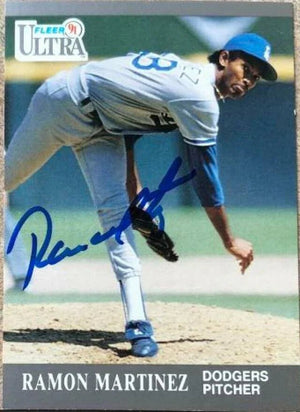 Ramon Martinez Signed 1991 Fleer Ultra Baseball Card - Los Angeles Dodgers