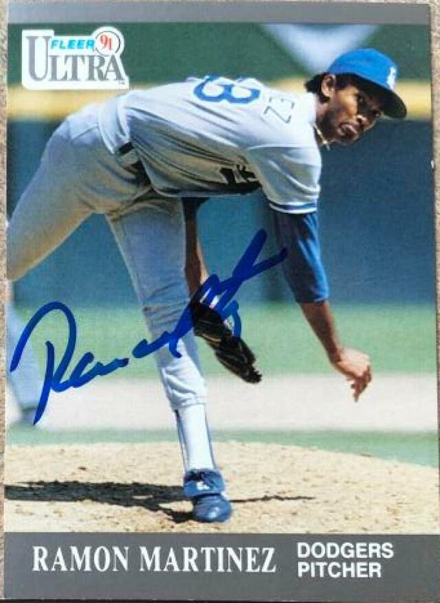 Ramon Martinez Signed 1991 Fleer Ultra Baseball Card - Los Angeles Dodgers - PastPros