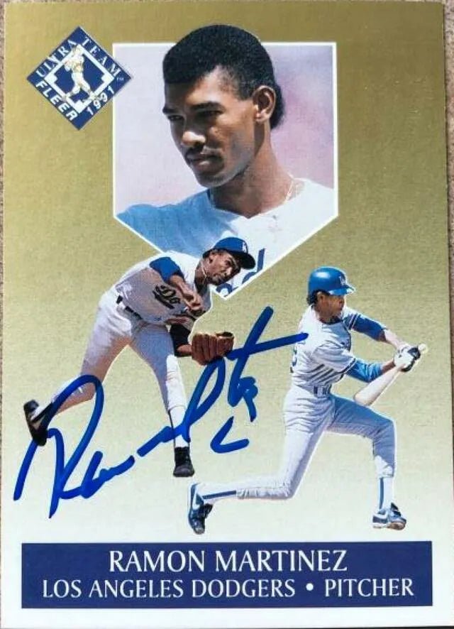 Ramon Martinez Signed 1991 Fleer Ultra - Ultra Team Baseball Card - Los Angeles Dodgers