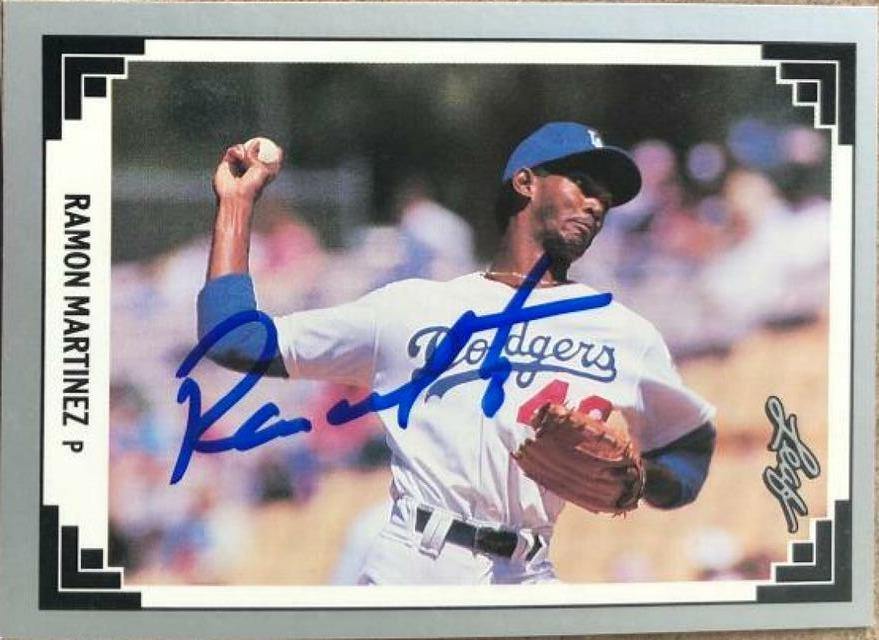 Ramon Martinez Signed 1991 Leaf Baseball Card - Los Angeles Dodgers - PastPros