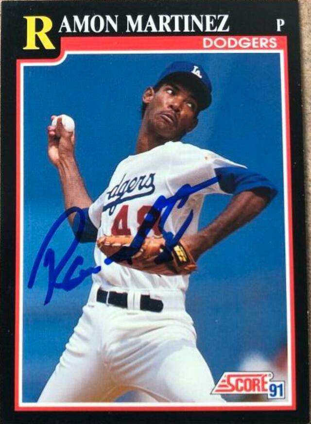 Ramon Martinez Signed 1991 Score Baseball Card - Los Angeles Dodgers - PastPros