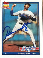 Ramon Martinez Signed 1991 Topps Baseball Card - Los Angeles Dodgers