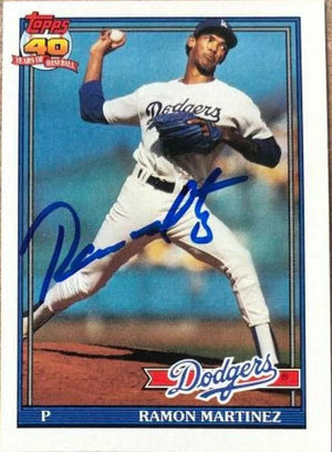Ramon Martinez Signed 1991 Topps Baseball Card - Los Angeles Dodgers