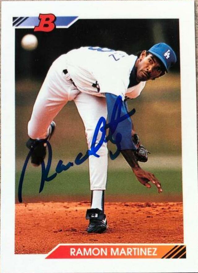 Ramon Martinez Signed 1992 Bowman Baseball Card - Los Angeles Dodgers - PastPros