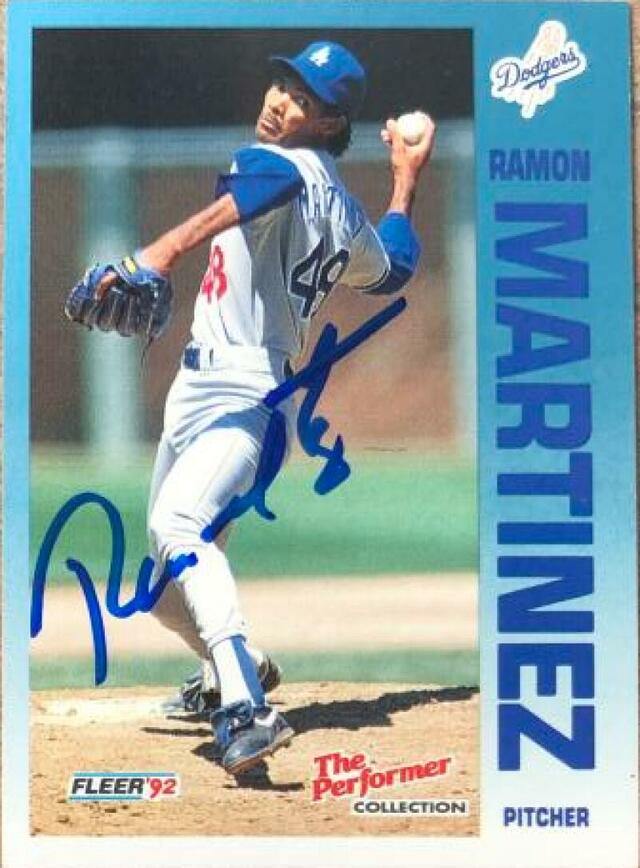 Ramon Martinez Signed 1992 Fleer 7-Eleven/Citgo Baseball Card - Los Angeles Dodgers - PastPros