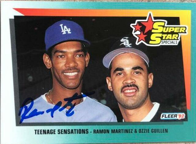 Ramon Martinez Signed 1992 Fleer #702 Baseball Card - Los Angeles Dodgers - PastPros