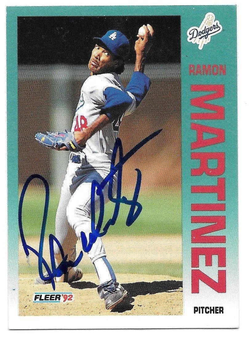 Ramon Martinez Signed 1992 Fleer Baseball Card - Los Angeles Dodgers