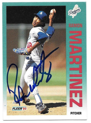 Ramon Martinez Signed 1992 Fleer Baseball Card - Los Angeles Dodgers