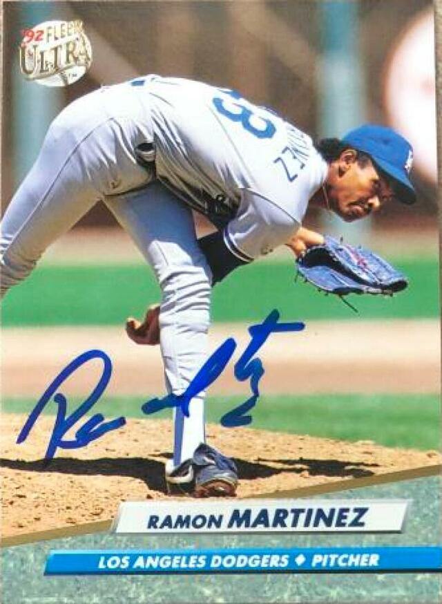 Ramon Martinez Signed 1992 Fleer Ultra Baseball Card - Los Angeles Dodgers - PastPros